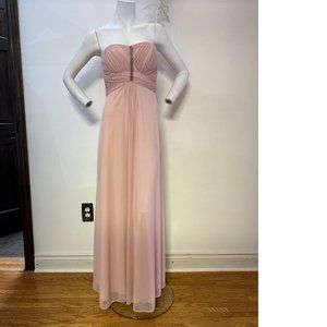 NWT Le Chateau Rose Pink Blush Chiffon Metallic Jewel Maxi Gala Prom Dress Gown